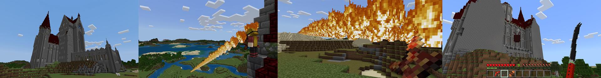 Panorama of the Minecraft Bedrock Marketplace product DEMON WEAPONS created by ChewMingo.