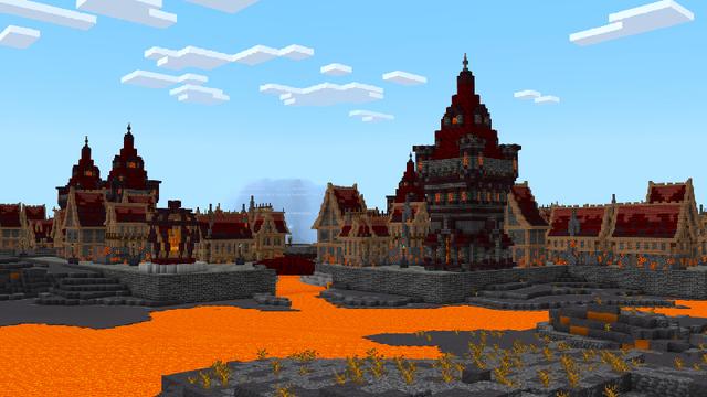 Screenshot of the Minecraft Bedrock Marketplace product LAVA VILLAGE created by ChewMingo.