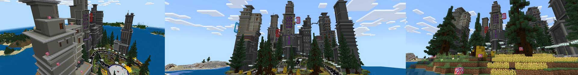 Panorama of the Minecraft Bedrock Marketplace product Lucky Blocks created by ChewMingo.