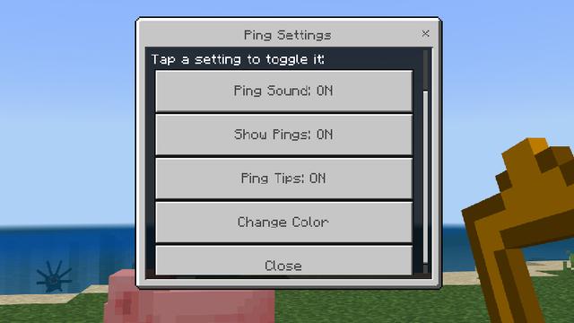 Screenshot of the Minecraft Bedrock Marketplace product PING Add-On created by ChewMingo.