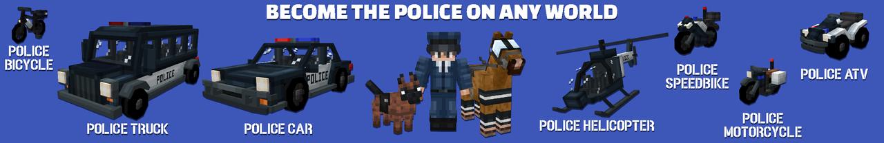 Panorama of the Minecraft Bedrock Marketplace product Police Add-On created by ChewMingo.