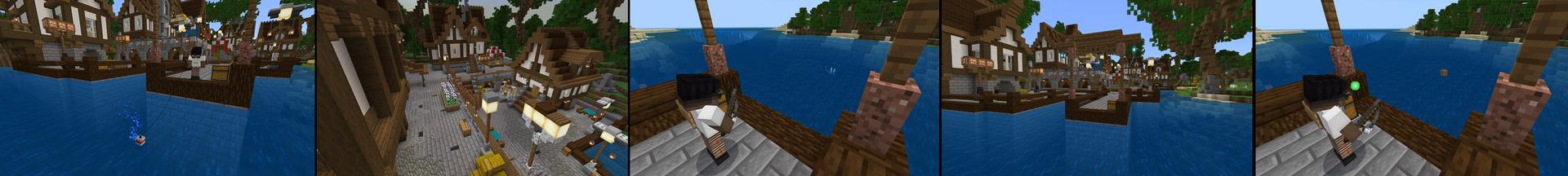 Panorama of the Minecraft Bedrock Marketplace product Fishing Gives OP Loot created by Chillcraft.