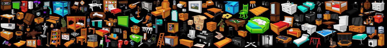 Panorama of the Minecraft Bedrock Marketplace product Furniture 1200+ created by Chillcraft.