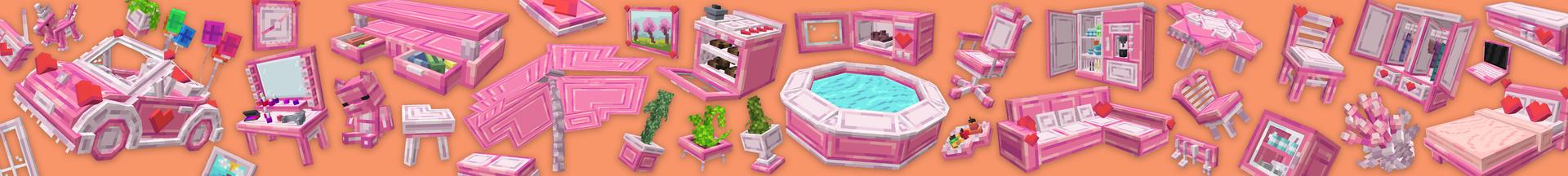 Panorama of the Minecraft Bedrock Marketplace product Lovely Furniture created by Chillcraft.