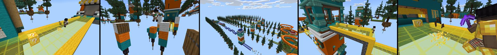 Panorama of the Minecraft Bedrock Marketplace product Lucky Block Speedrun created by Chillcraft.