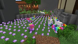 Screenshot of the Minecraft Bedrock Marketplace product Rainbow Lucky Mobs created by Chillcraft.