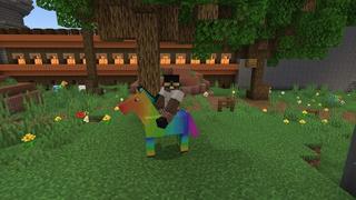 Screenshot of the Minecraft Bedrock Marketplace product Rainbow Lucky Mobs created by Chillcraft.