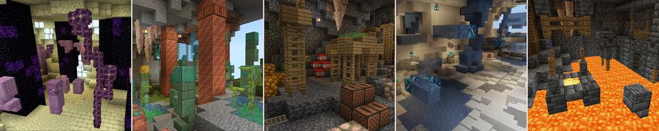 Panorama of the Minecraft Bedrock Marketplace product Spiral Caves Parkour created by Chillcraft.