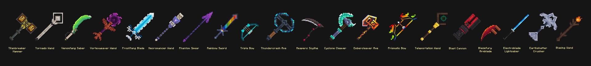 Panorama of the Minecraft Bedrock Marketplace product WEAPONS OP! created by Chillcraft.