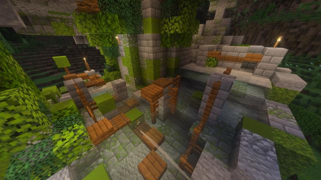 Screenshot of the Minecraft Bedrock Marketplace product Jungle Ascent Spiral Parkour created by CHRONICOVERRIDE LLC.
