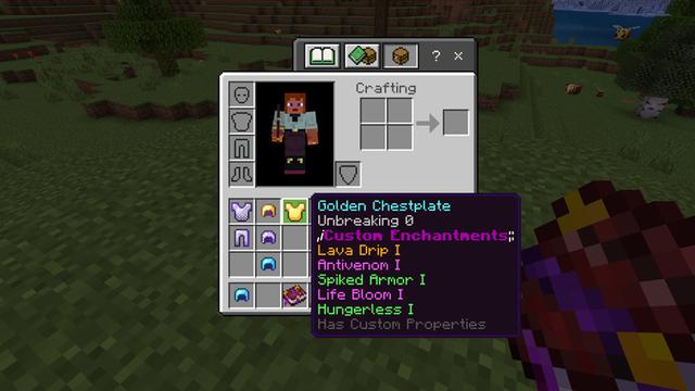 Screenshot of the Minecraft Bedrock Marketplace product CUSTOM ENCHANTS! Add-On [1.4] created by Chunklabs.