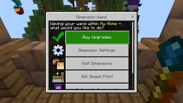 Screenshot of the Minecraft Bedrock Marketplace product Dimension Homes Add-On created by Chunklabs.