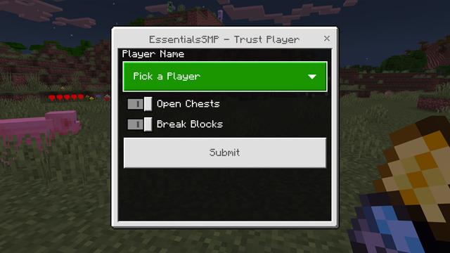 Screenshot of the Minecraft Bedrock Marketplace product ESSENTIALS SMP! ADD-ON [1.4] created by Chunklabs.