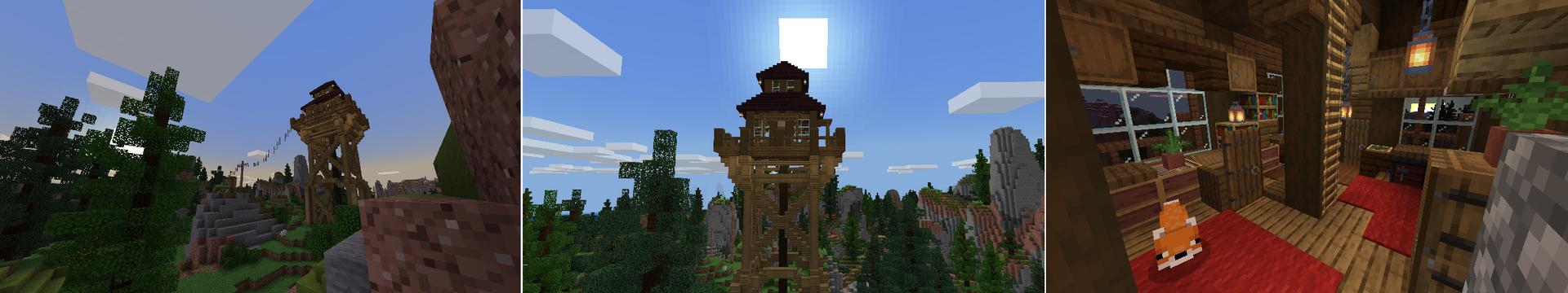 Panorama of the Minecraft Bedrock Marketplace product FIRE LOOKOUT BASE created by Chunklabs.