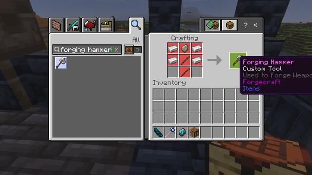 Screenshot of the Minecraft Bedrock Marketplace product FORGECRAFT: WEAPONS & TOOLS ADD-ON! created by Chunklabs.