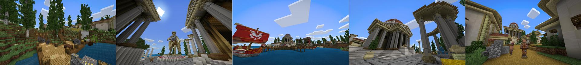 Panorama of the Minecraft Bedrock Marketplace product Greek City created by Chunklabs.