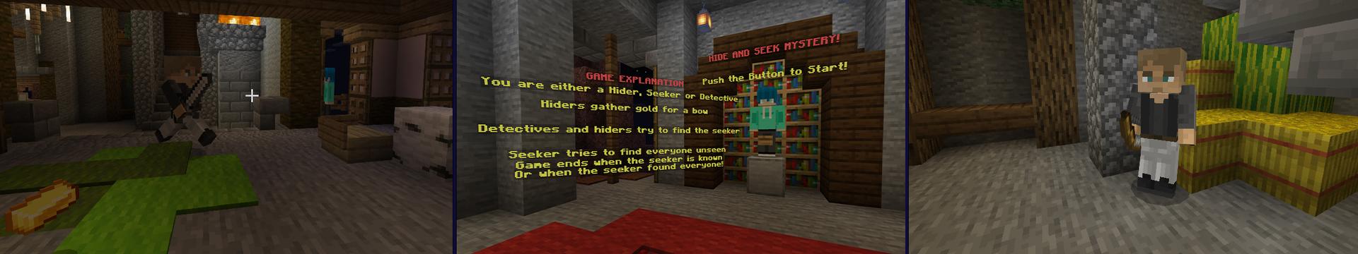 Panorama of the Minecraft Bedrock Marketplace product HIDE AND SEEK MYSTERY! created by Chunklabs.