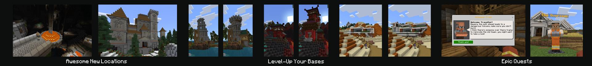 Panorama of the Minecraft Bedrock Marketplace product HOUSES EVOLVE! created by Chunklabs.