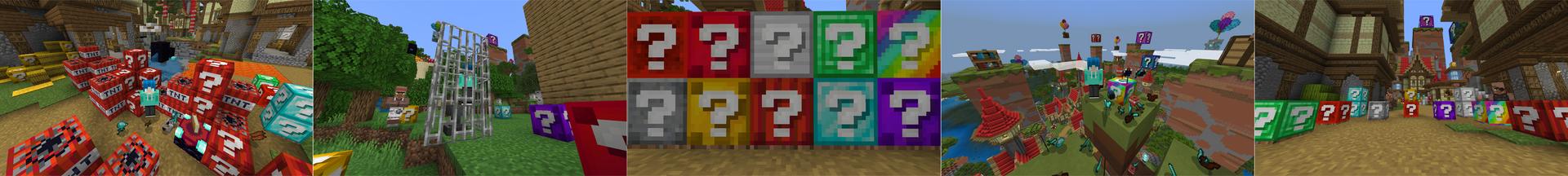 Panorama of the Minecraft Bedrock Marketplace product LUCKY BLOCKS BUNDLE! created by Chunklabs.