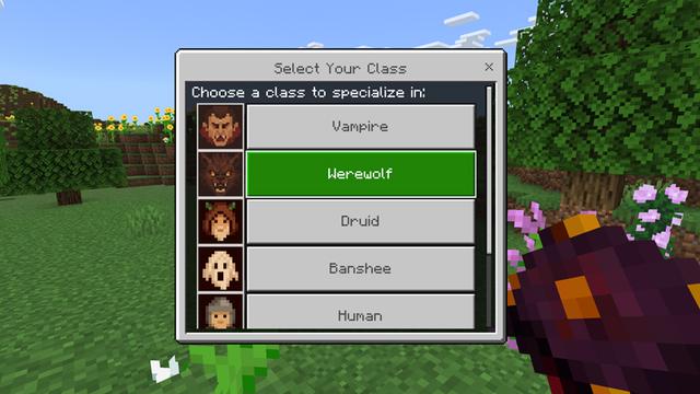 Screenshot of the Minecraft Bedrock Marketplace product RPG CLASSES! ADD-ON created by Chunklabs.