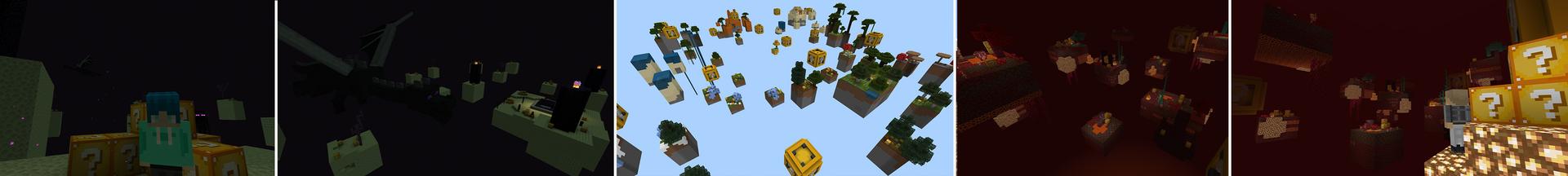 Panorama of the Minecraft Bedrock Marketplace product SKYBLOCK LUCKY BLOCK! created by Chunklabs.