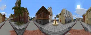 Panorama of the Minecraft Bedrock Marketplace product Spring City created by Chunklabs.