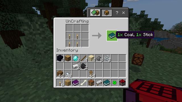 Screenshot of the Minecraft Bedrock Marketplace product Uncrafting Items Add-On created by Chunklabs.