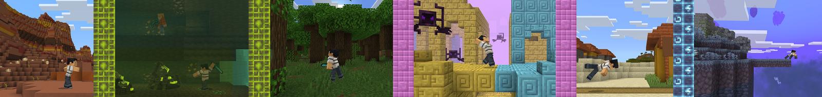 Panorama of the Minecraft Bedrock Marketplace product Dimensional Travels Add-On created by CodeStudios.