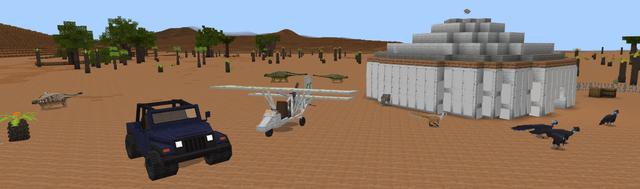 Panorama of the Minecraft Bedrock Marketplace product CLAWS: a Dinosaur Adventure created by CompyCraft.