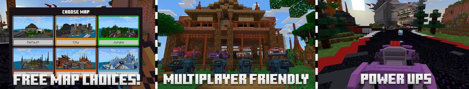 Panorama of the Minecraft Bedrock Marketplace product CUSTOM KARTS++ created by CompyCraft.