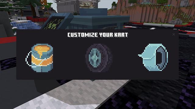 Screenshot of the Minecraft Bedrock Marketplace product CUSTOM KARTS++ created by CompyCraft.