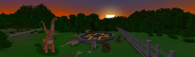 Panorama of the Minecraft Bedrock Marketplace product Dinosaur Survivors created by CompyCraft.