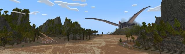 Panorama of the Minecraft Bedrock Marketplace product The Giant Dinosaur Adventure created by CompyCraft.