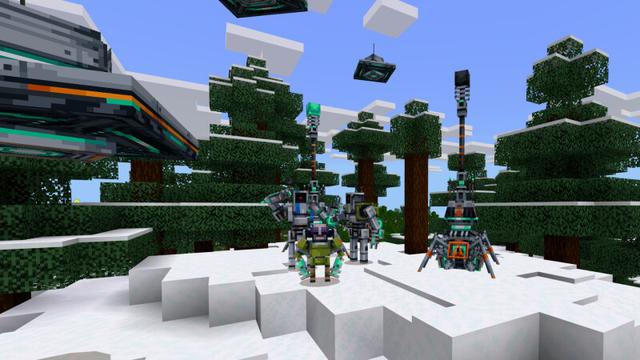 Screenshot of the Minecraft Bedrock Marketplace product Alien Invasion Add-On created by CrackedCubes.