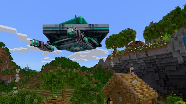 Screenshot of the Minecraft Bedrock Marketplace product Alien Invasion Add-On created by CrackedCubes.