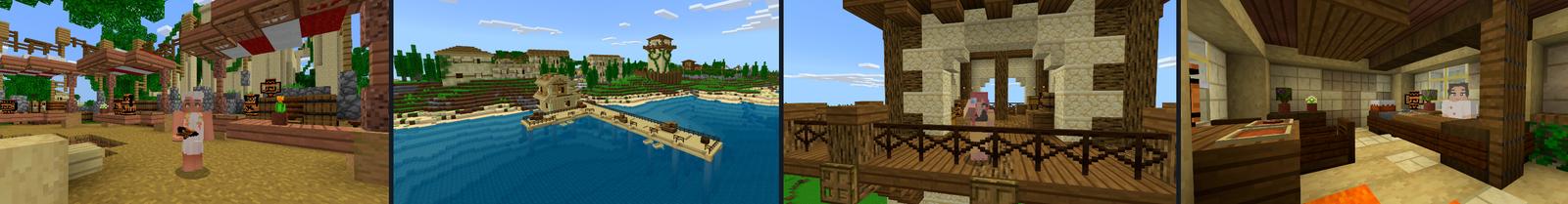 Panorama of the Minecraft Bedrock Marketplace product Ancient Town created by CrackedCubes.