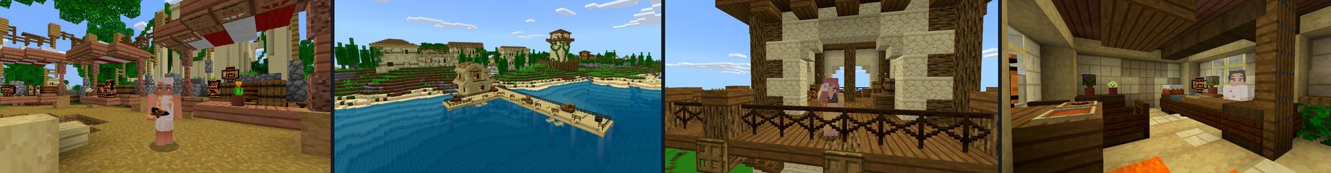 Panorama of the Minecraft Bedrock Marketplace product Ancient Town created by CrackedCubes.