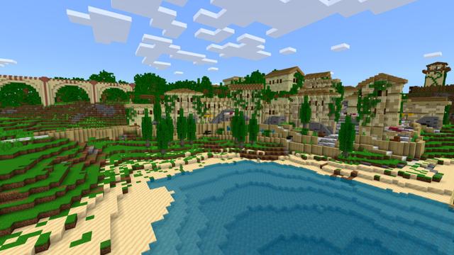 Screenshot of the Minecraft Bedrock Marketplace product Ancient Town created by CrackedCubes.