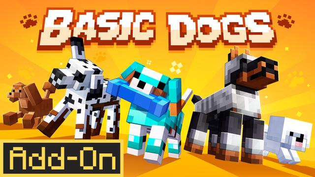 Thumbnail of the Minecraft Bedrock Marketplace product Basic Dogs Add-On (1.1) created by CrackedCubes.