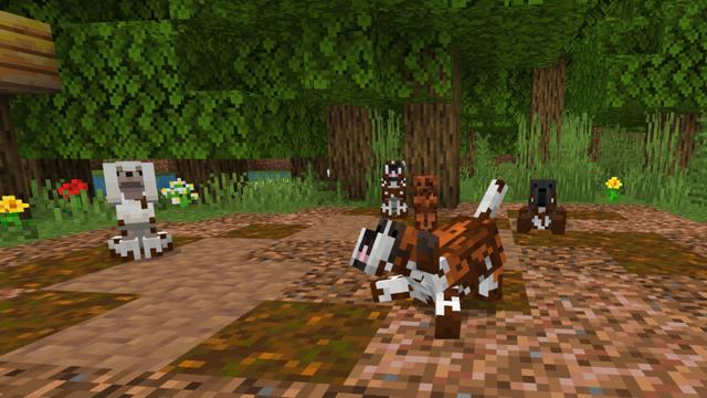 Screenshot of the Minecraft Bedrock Marketplace product Basic Dogs Add-On created by CrackedCubes.