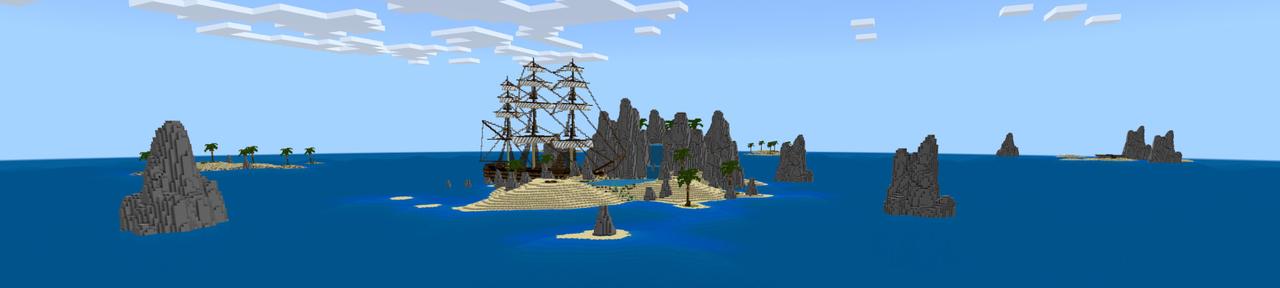 Panorama of the Minecraft Bedrock Marketplace product Boat Wreck 2 created by CrackedCubes.