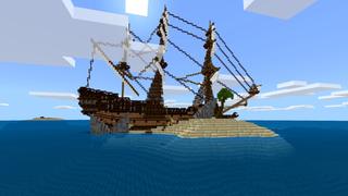 Screenshot of the Minecraft Bedrock Marketplace product Boat Wreck created by CrackedCubes.