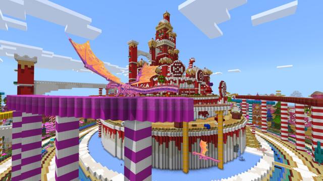 Screenshot of the Minecraft Bedrock Marketplace product Candy Castle Survival 2 created by CrackedCubes.