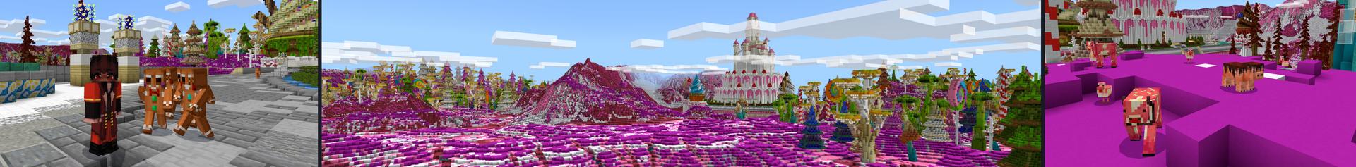 Panorama of the Minecraft Bedrock Marketplace product Candy Castle Survival created by CrackedCubes.