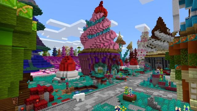 Screenshot of the Minecraft Bedrock Marketplace product Candy Castle Survival created by CrackedCubes.