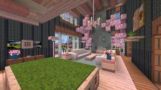 Screenshot of the Minecraft Bedrock Marketplace product Cherry Blossom Suburban Home created by CrackedCubes.