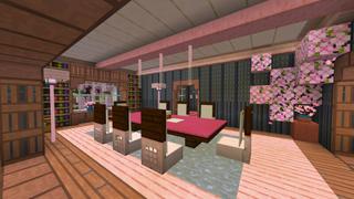 Screenshot of the Minecraft Bedrock Marketplace product Cherry Blossom Suburban Home created by CrackedCubes.