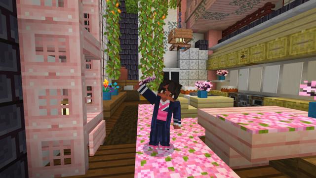 Screenshot of the Minecraft Bedrock Marketplace product Cherry Bonsai Treehouse created by CrackedCubes.