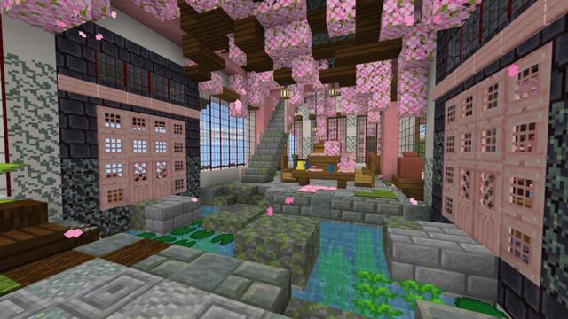 Screenshot of the Minecraft Bedrock Marketplace product Cherry Bonsai Treehouse created by CrackedCubes.
