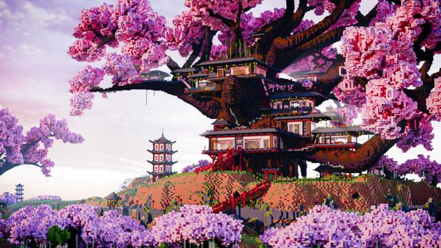 Thumbnail of the Minecraft Bedrock Marketplace product Cherry Bonsai Treehouse created by CrackedCubes.